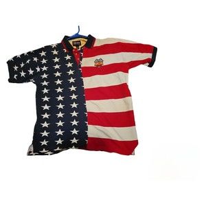 Nascar Cafe Stars And Stripes 4 Button Collared Polo Shirt XL